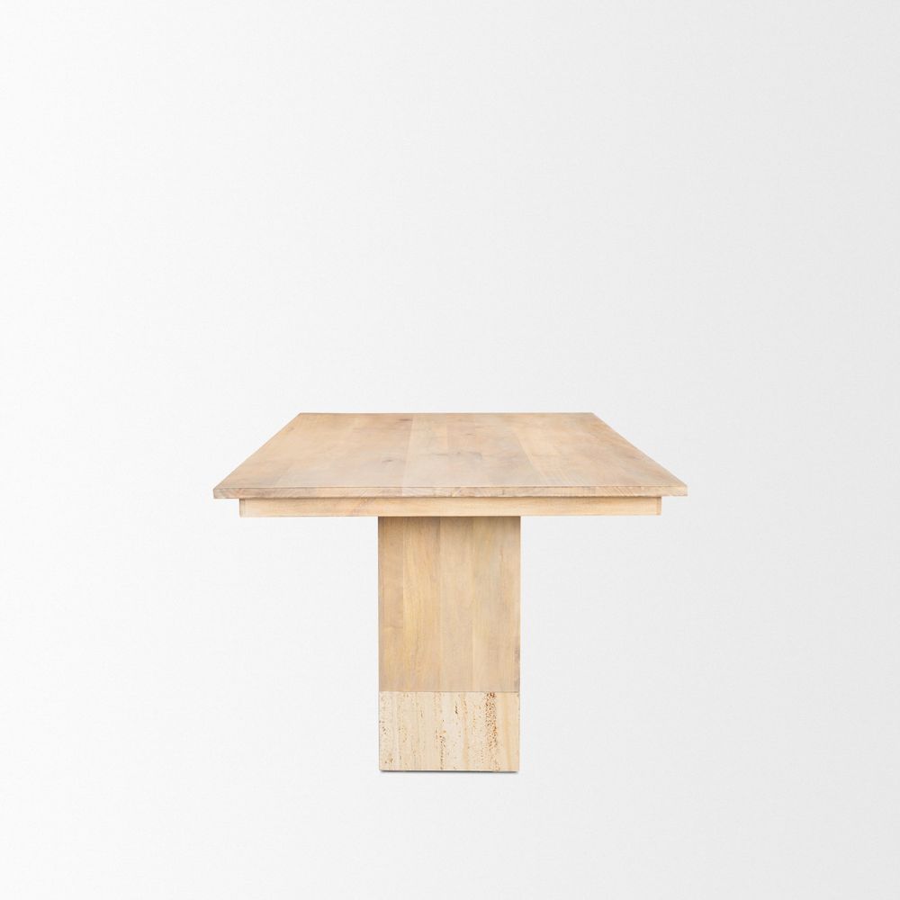 Lyra Mango Wood | Travertine | 84" Dining Table