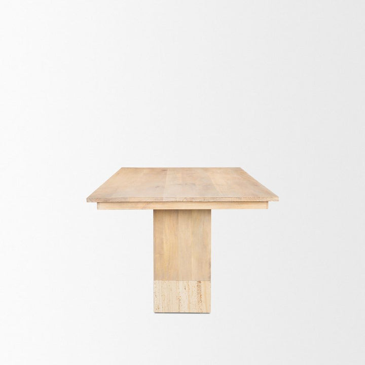 Lyra Mango Wood | Travertine | 84" Dining Table