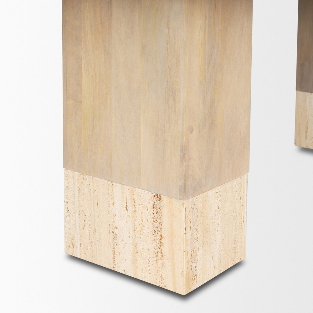 Lyra Mango Wood | Travertine | 84" Dining Table