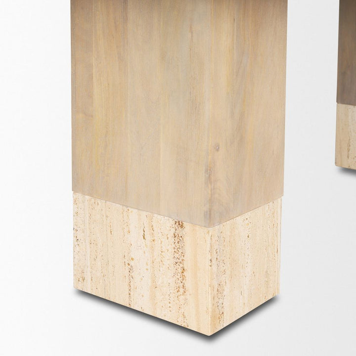 Lyra Mango Wood | Travertine | 84" Dining Table