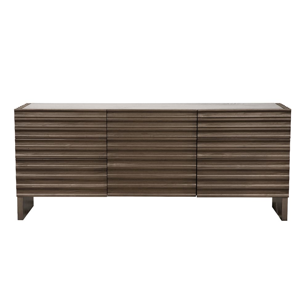 Noir Furniture Gauss Sideboard with Marble Top Greige Walnut