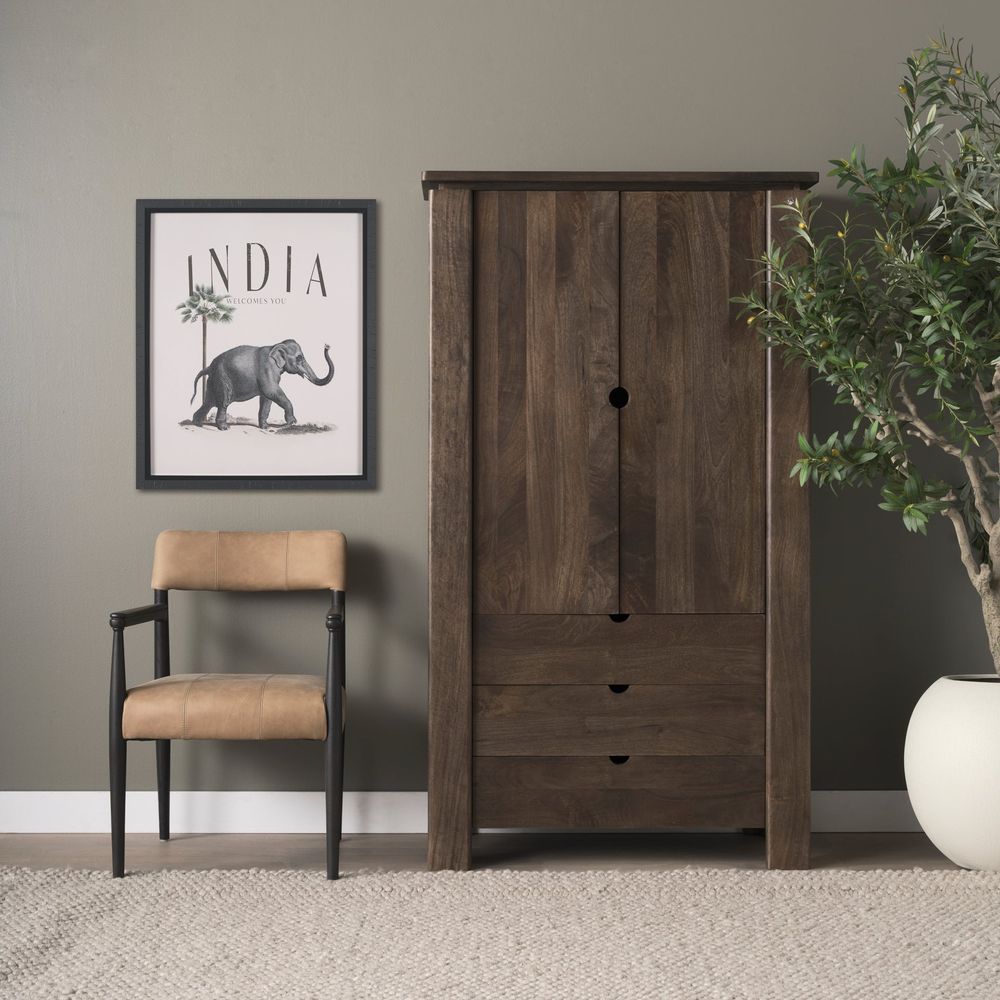 Gallier Dark Brown Wood Display Cabinet