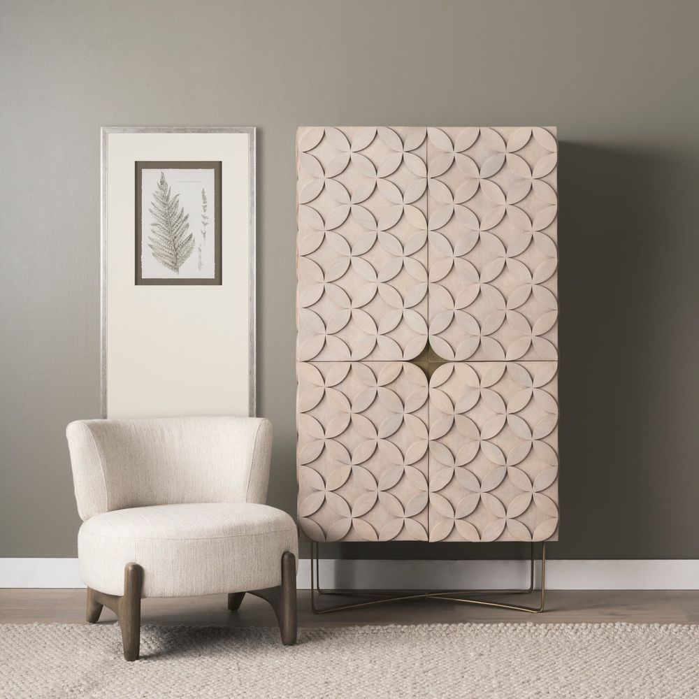 Cabinets & Curios Celestia Brown Wood | Gold Metal Display Cabinet
