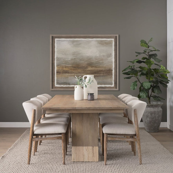Lyra Mango Wood | Travertine | 84" Dining Table