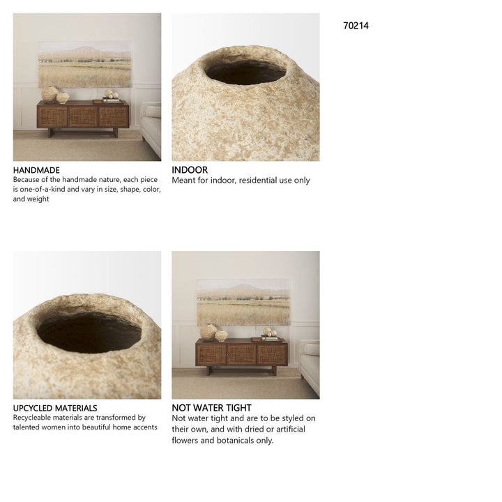 Lavoisier Beige Paper Mache | Small Vase