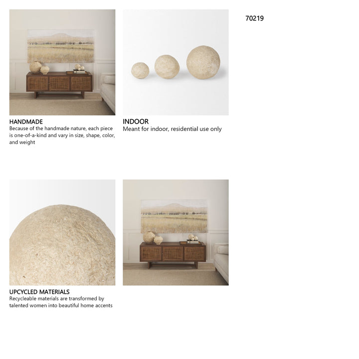 Stavros Beige Paper Mache | Set of 3 Decorative Object