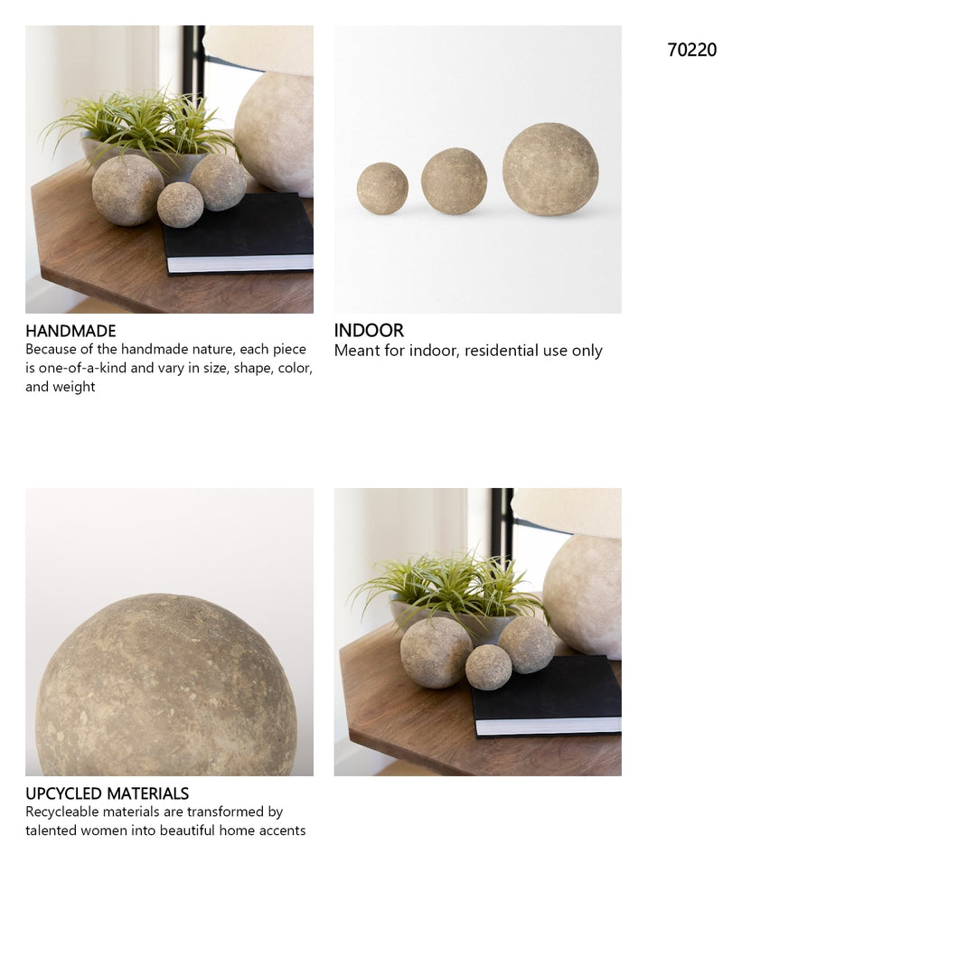 Stavros Gray Paper Mache | Set of 3 Decorative Object