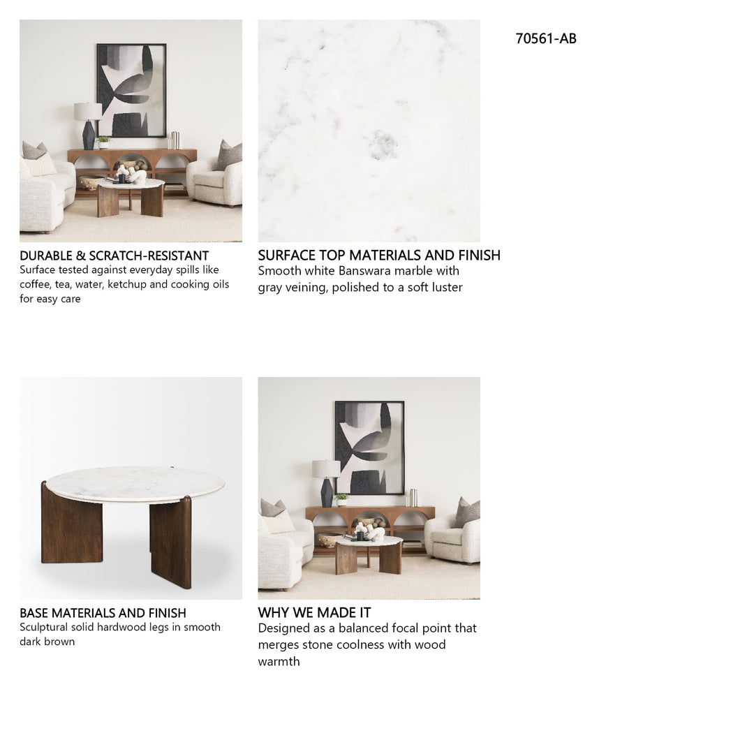 Amethyst Dark Brown | White Marble Coffee Table