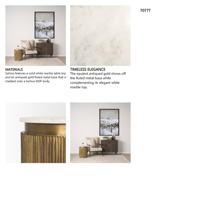 Vesper White Marble | Gold Metal Accent Table