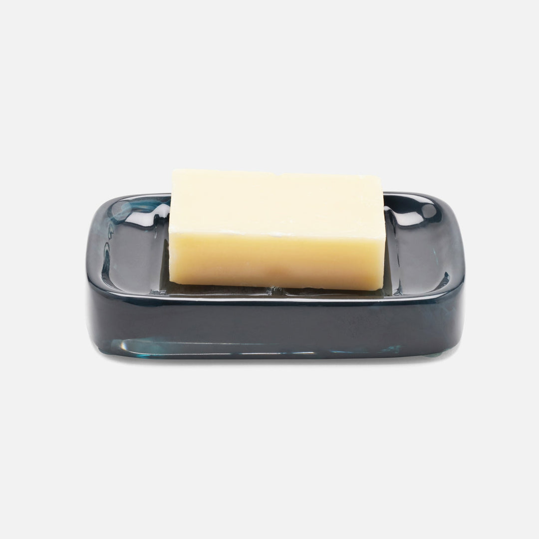 Abiko, Dark Teal, Soap Dish W/ Rounded Edges, Rectangular, Cast Resin