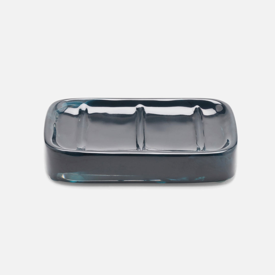 Abiko, Dark Teal, Soap Dish W/ Rounded Edges, Rectangular, Cast Resin