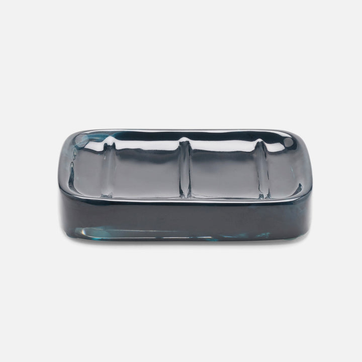 Abiko, Dark Teal, Soap Dish W/ Rounded Edges, Rectangular, Cast Resin
