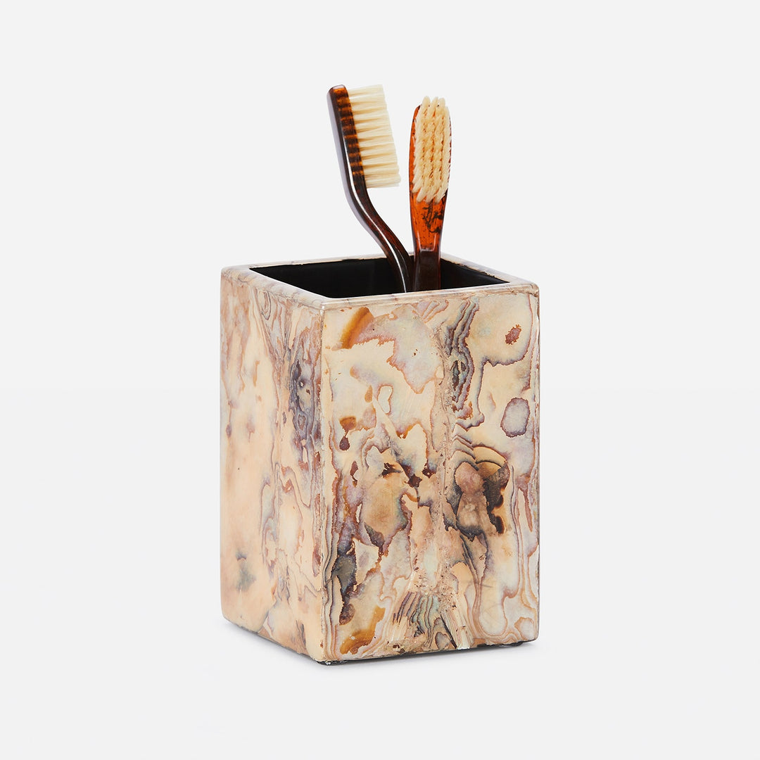Adana, Marbleized Young Pen, Brush Holder, Square Straight, Shell