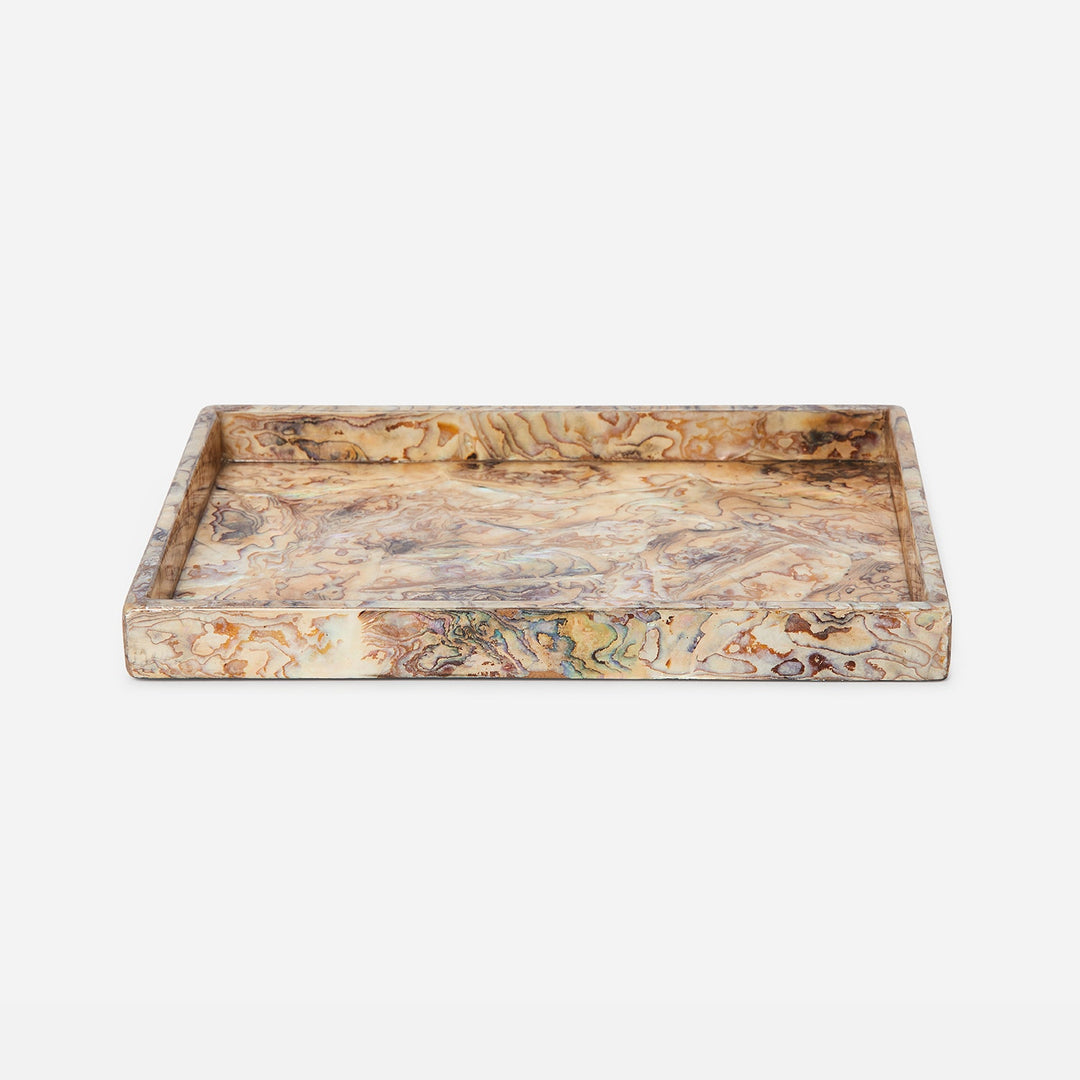 Adana, Marbleized Young Pen, Tray, Large, Rectangular Straight, Shell