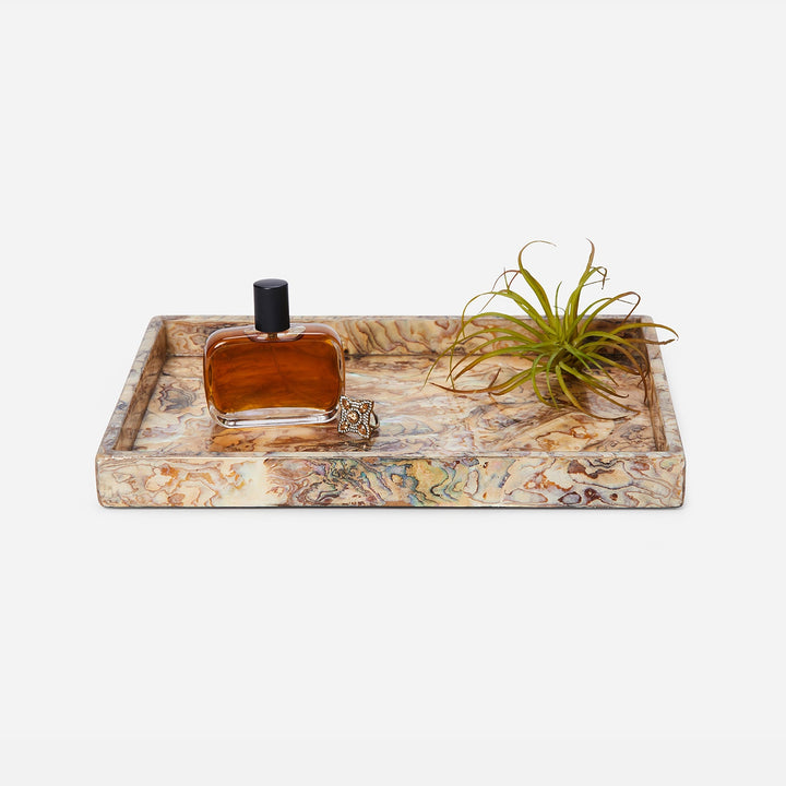Adana, Marbleized Young Pen, Tray, Large, Rectangular Straight, Shell