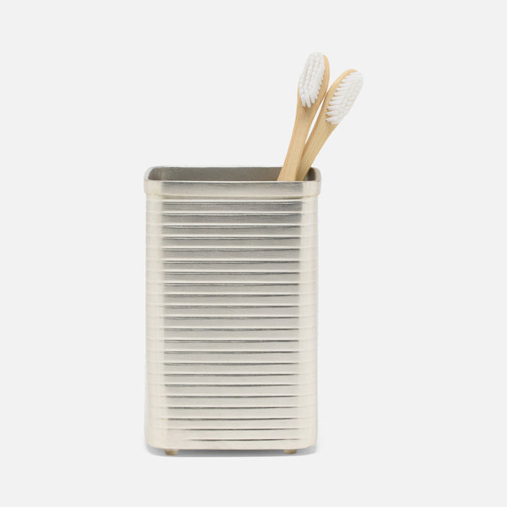 Adelaide, Matte Silver, Brush Holder, Square Straight, Stainless Steel