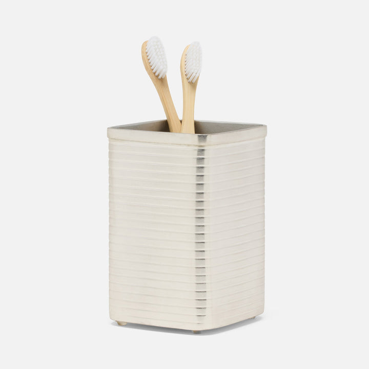 Adelaide, Matte Silver, Brush Holder, Square Straight, Stainless Steel