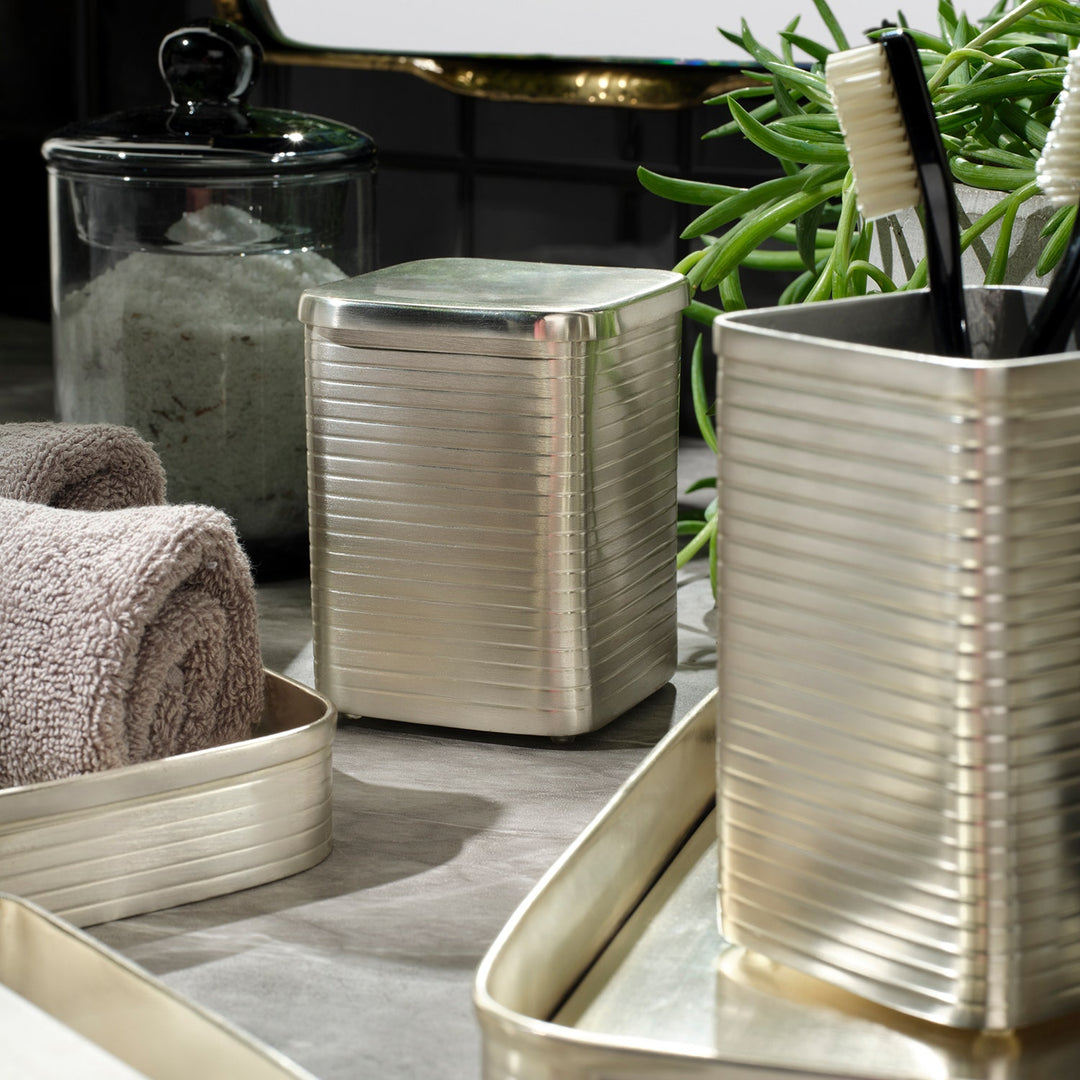 Adelaide, Matte Silver, Canister, Square Straight, Small, Stainless Steel