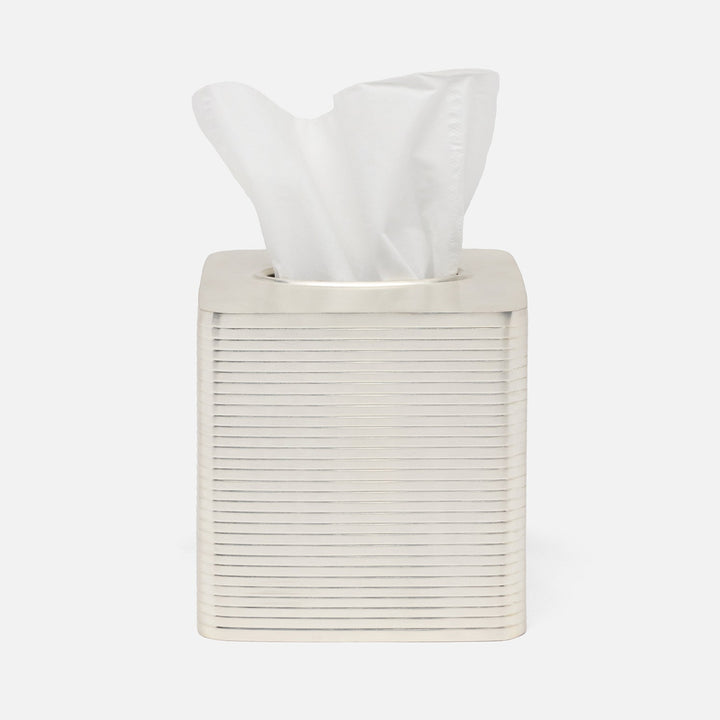 Adelaide, Matte Silver, Tissue Box, Square Straight, Stainless Steel
