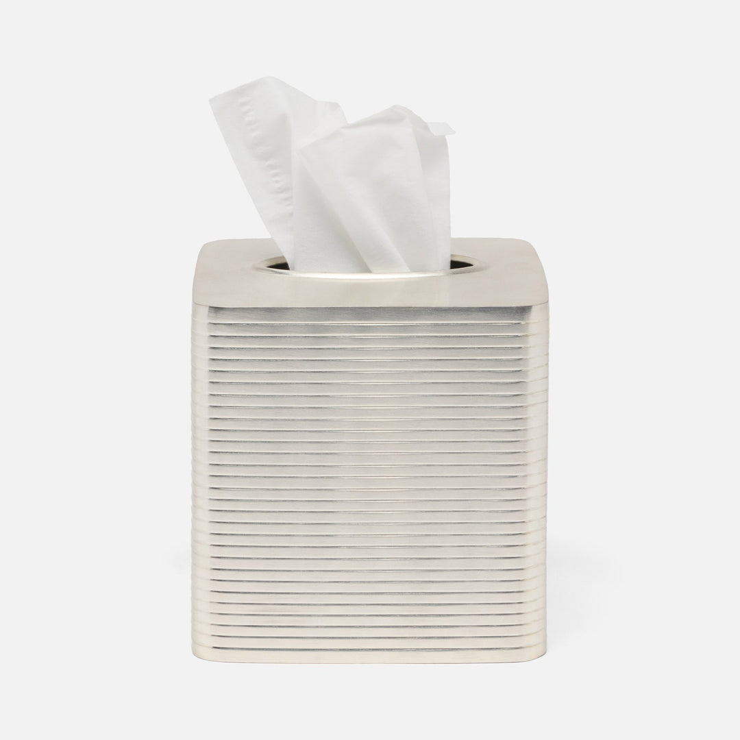 Adelaide, Matte Silver, Tissue Box, Square Straight, Stainless Steel