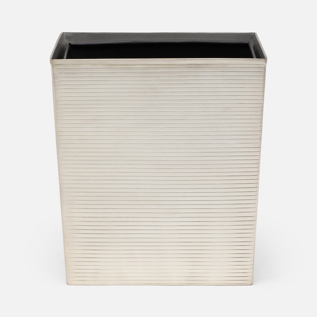 Adelaide, Matte Silver, Wastebasket, Rectangular Tapered, Stainless Steel