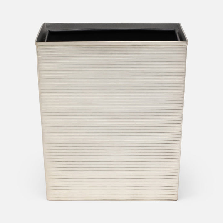 Adelaide, Matte Silver, Wastebasket, Rectangular Tapered, Stainless Steel