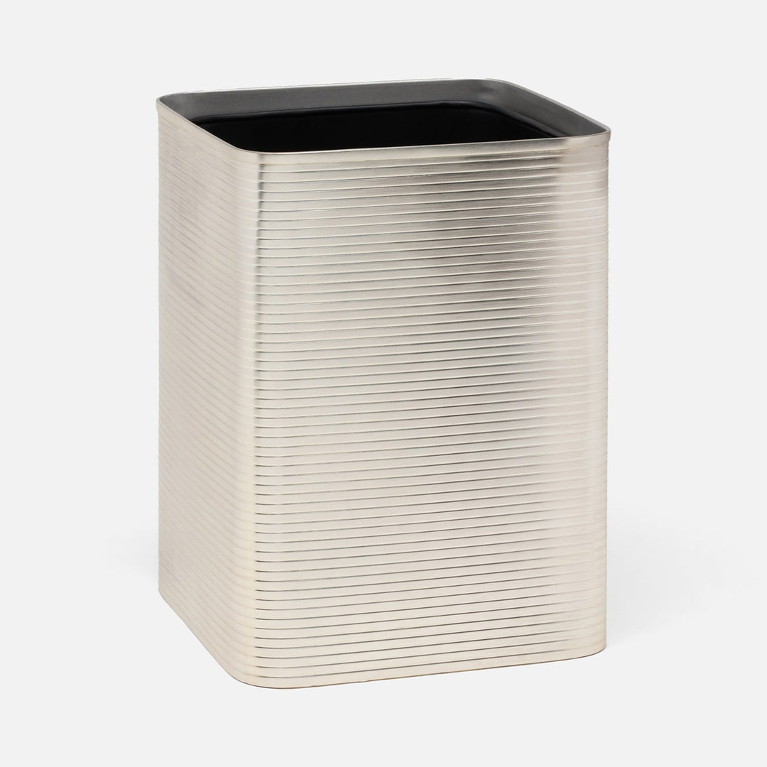 Adelaide, Matte Silver, Wastebasket, Square Straight, Stainless Steel