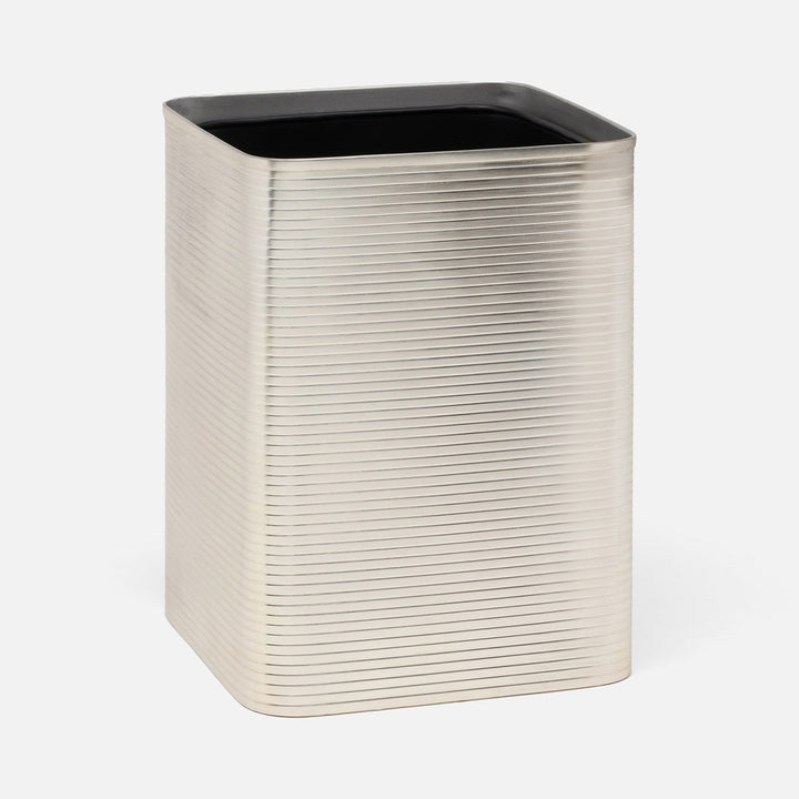 Adelaide, Matte Silver, Wastebasket, Square Straight, Stainless Steel