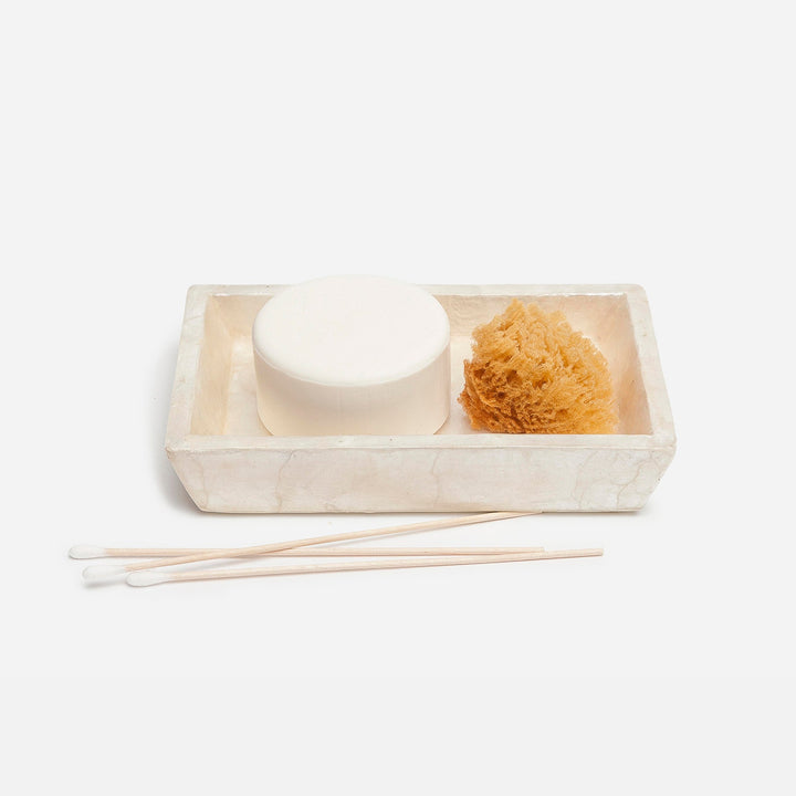 Andria, Pearlized, Soap Dish, Rectangular Tapered, Capiz