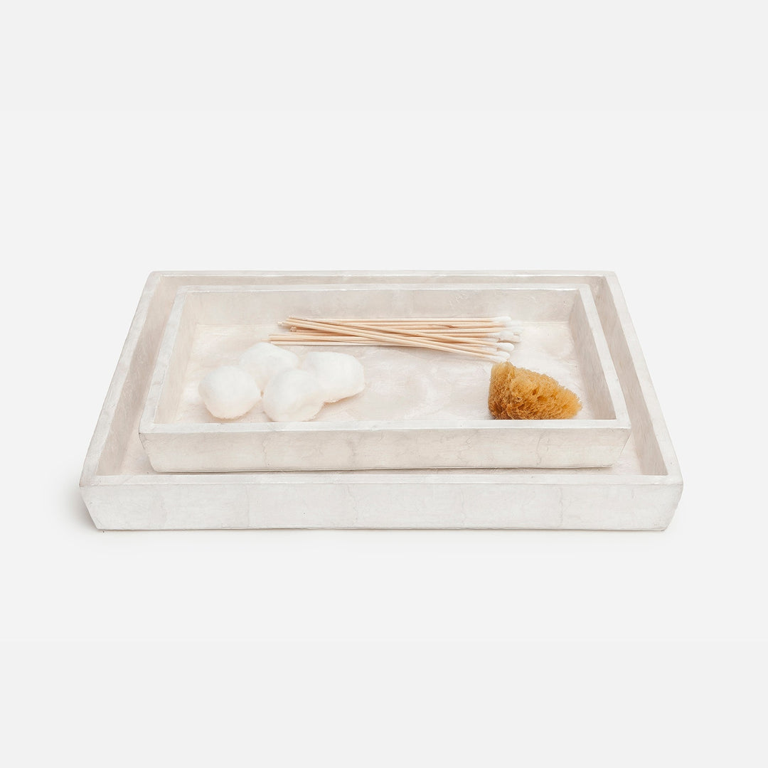 Andria, Pearlized, Nested Trays, Rectangular Tapered, Capiz, S/2