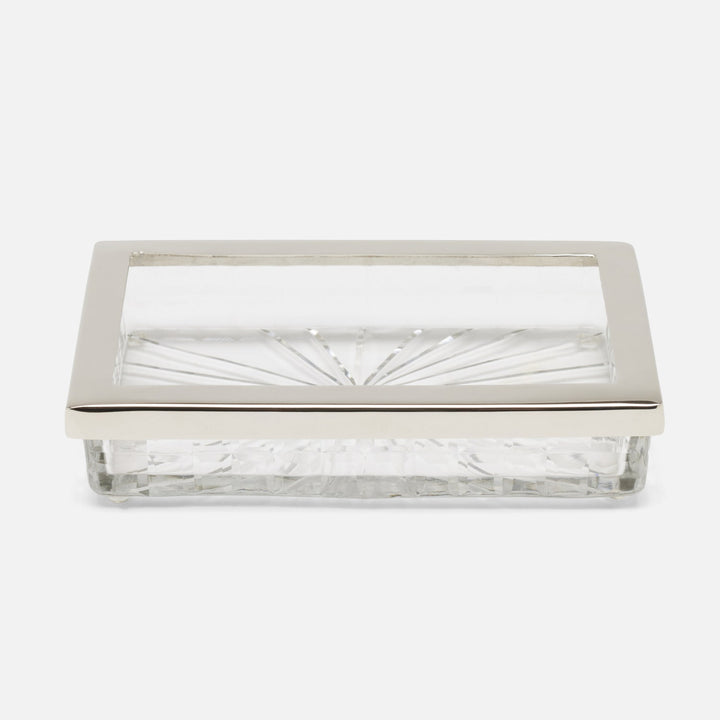 Argos, Clear, Soap Dish, Rectangular Straight, Glass W/Nickel Trim