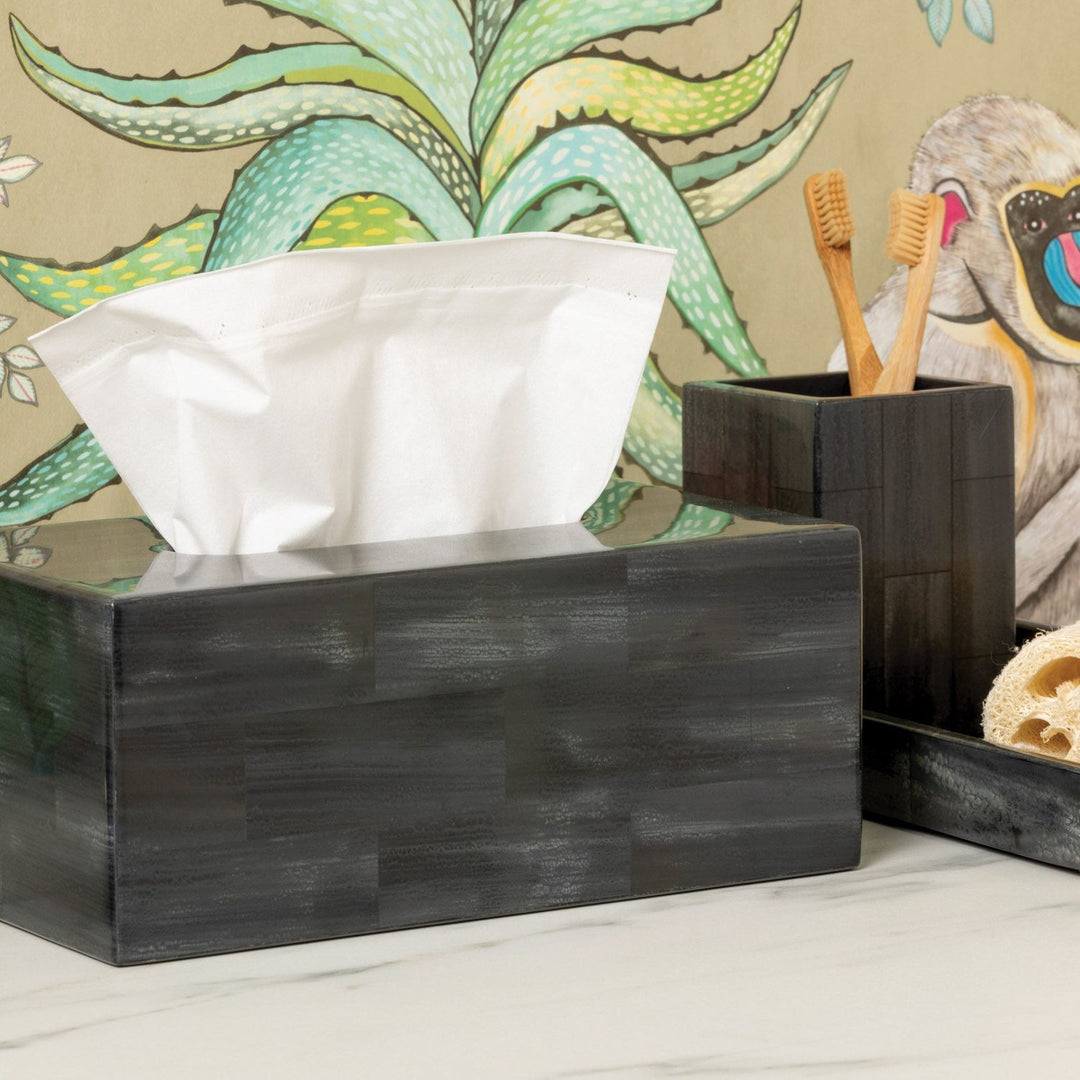 Arles, Dark, Tissue Box, Rectangular Straight, Faux Horn