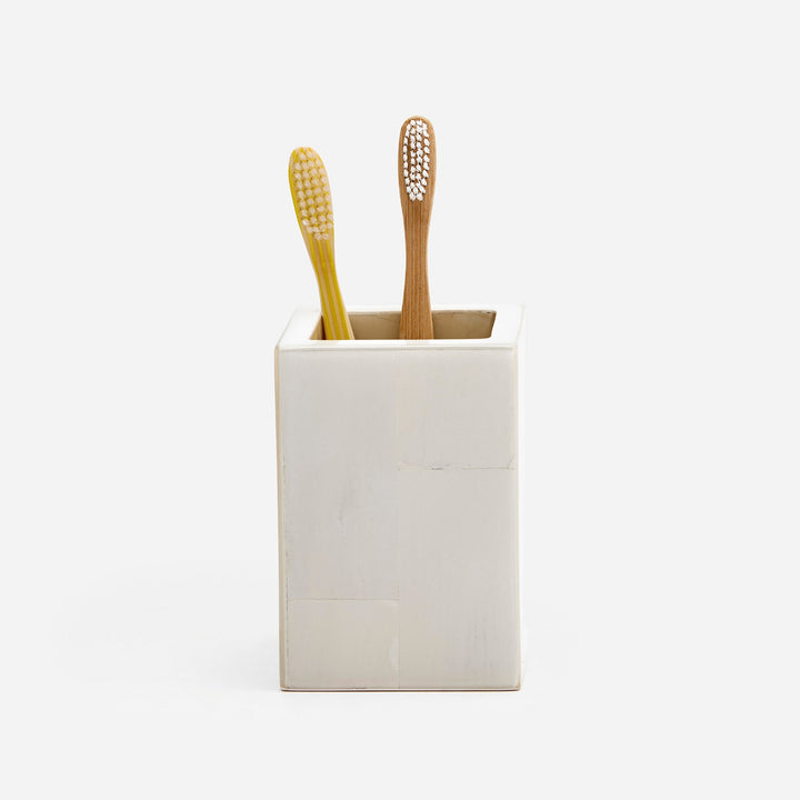 Arles, White, Brush Holder, Square Straight, Faux Horn