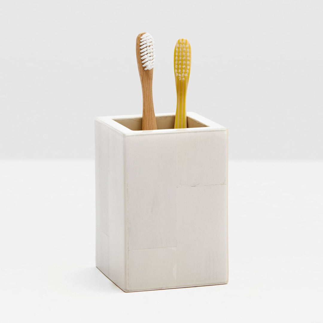 Arles, White, Brush Holder, Square Straight, Faux Horn