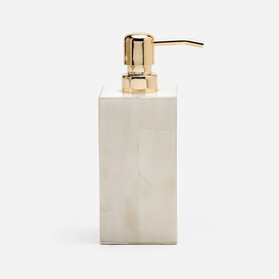 Arles, White, Soap Pump, Square Straight, Faux Horn