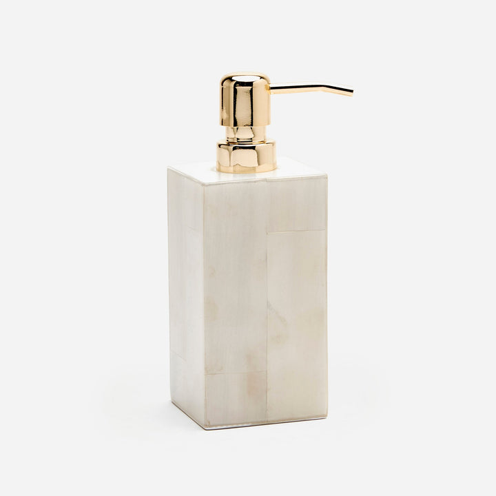 Arles, White, Soap Pump, Square Straight, Faux Horn