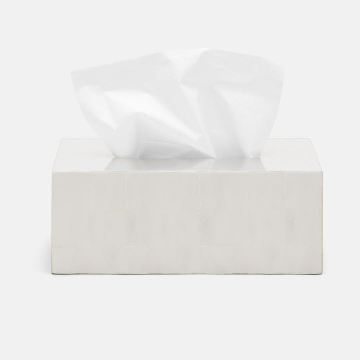 Arles, White, Tissue Box, Rectangular Straight, Faux Horn