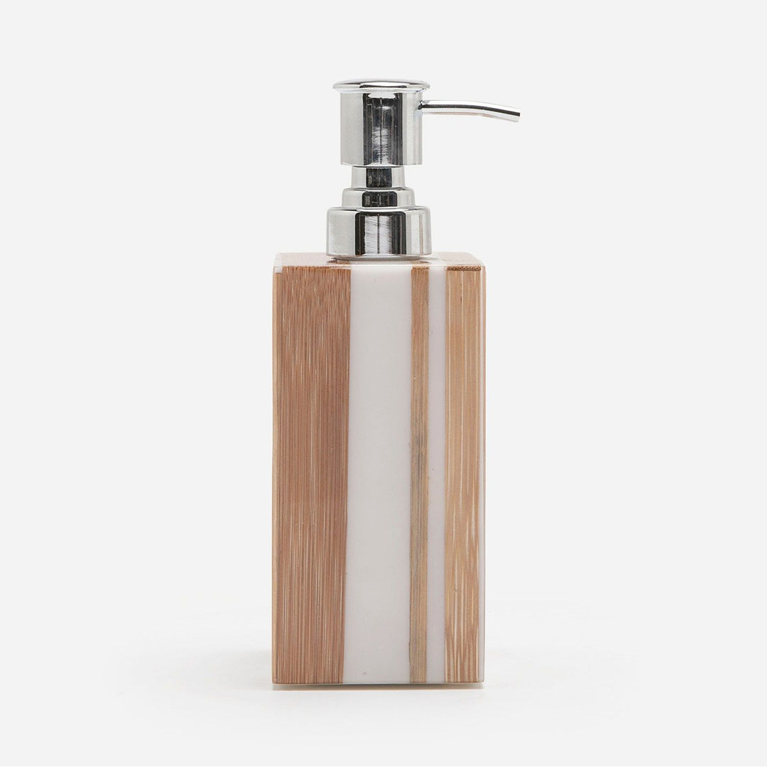 Ashford, Striped Brown/White, Soap Pump, Square Straight, Bamboo/Resin