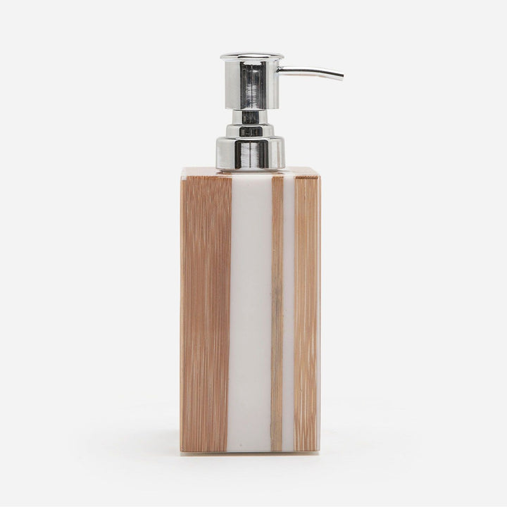 Ashford, Striped Brown/White, Soap Pump, Square Straight, Bamboo/Resin