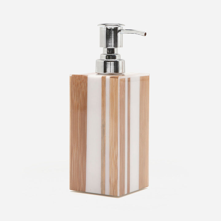 Ashford, Striped Brown/White, Soap Pump, Square Straight, Bamboo/Resin