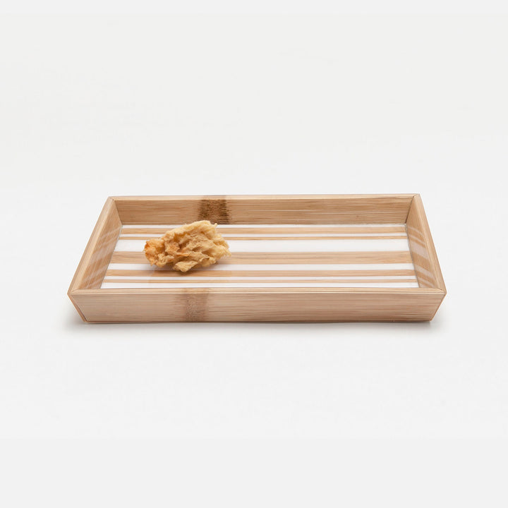 Ashford, Striped Brown/White, Trays, Rectangular Tapered, Bamboo/Resin, S/2