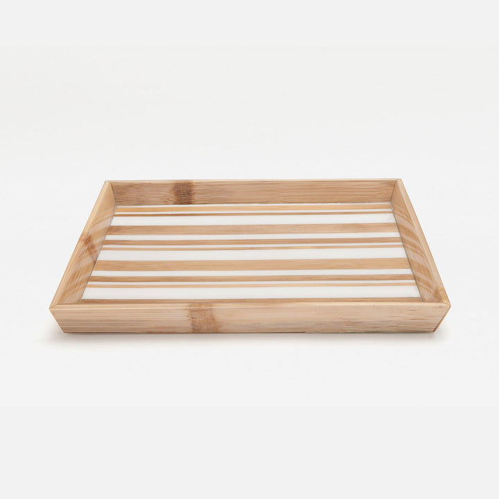 Ashford, Striped Brown/White, Trays, Rectangular Tapered, Bamboo/Resin, S/2