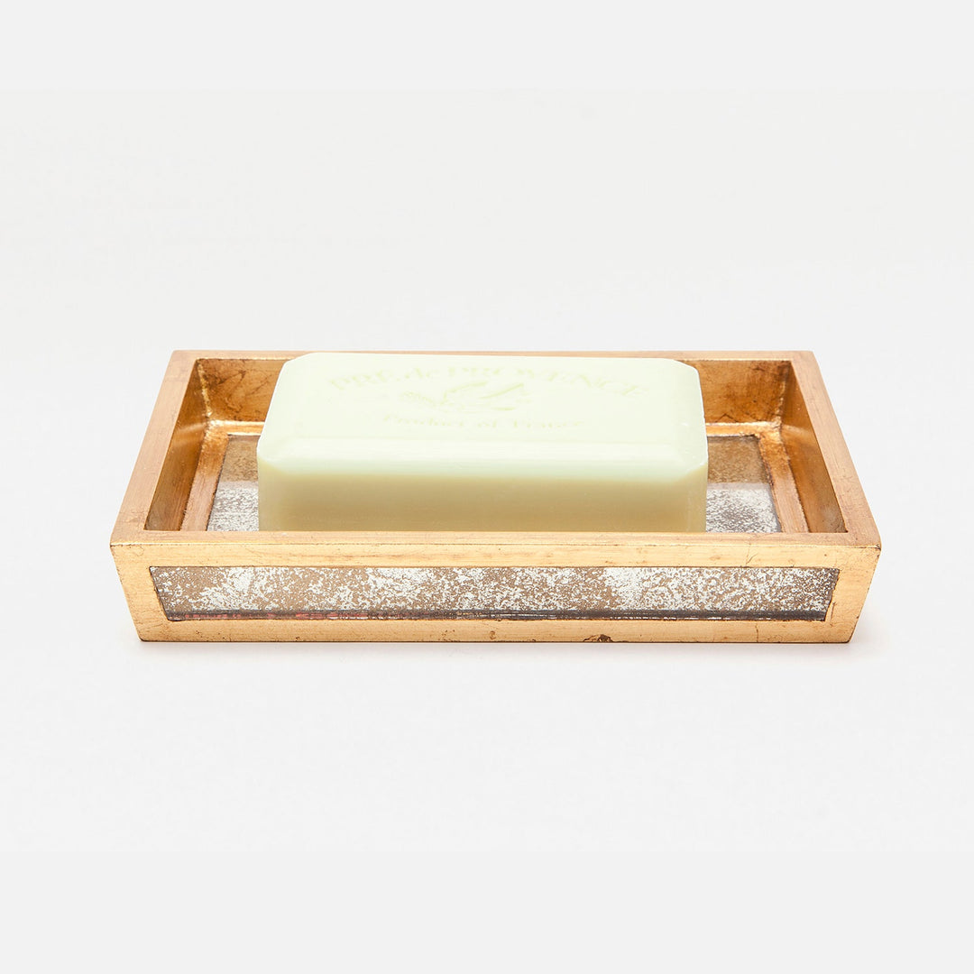 Atwater, Antiqued Gold, Soap Dish With Liner, Rectangular Tapered, Antique Mirror