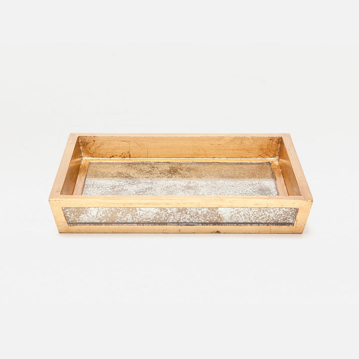 Atwater, Antiqued Gold, Soap Dish With Liner, Rectangular Tapered, Antique Mirror