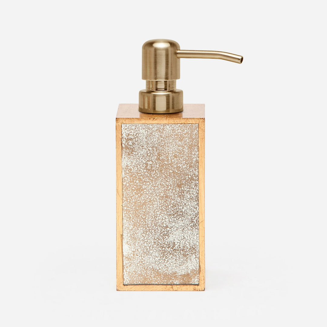 Atwater, Antiqued Gold, Soap Pump, Square Straight, Antique Mirror