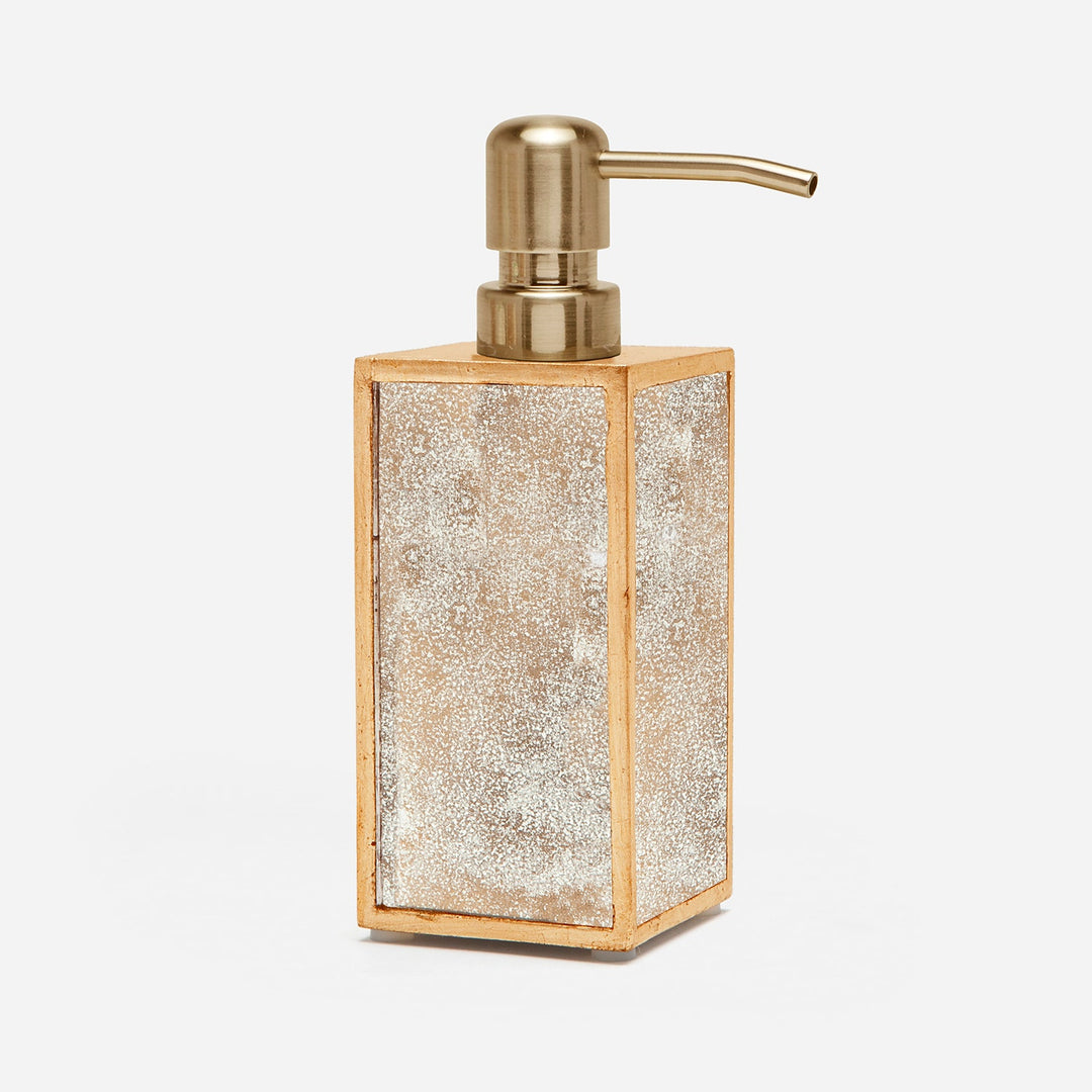 Atwater, Antiqued Gold, Soap Pump, Square Straight, Antique Mirror