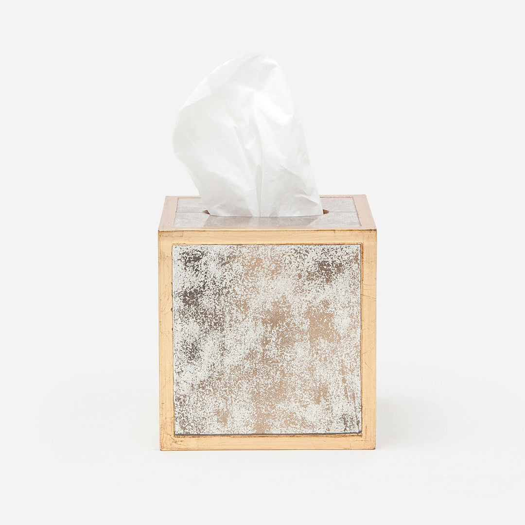 Atwater, Antiqued Gold, Tissue Box, Square Straight, Antique Mirror