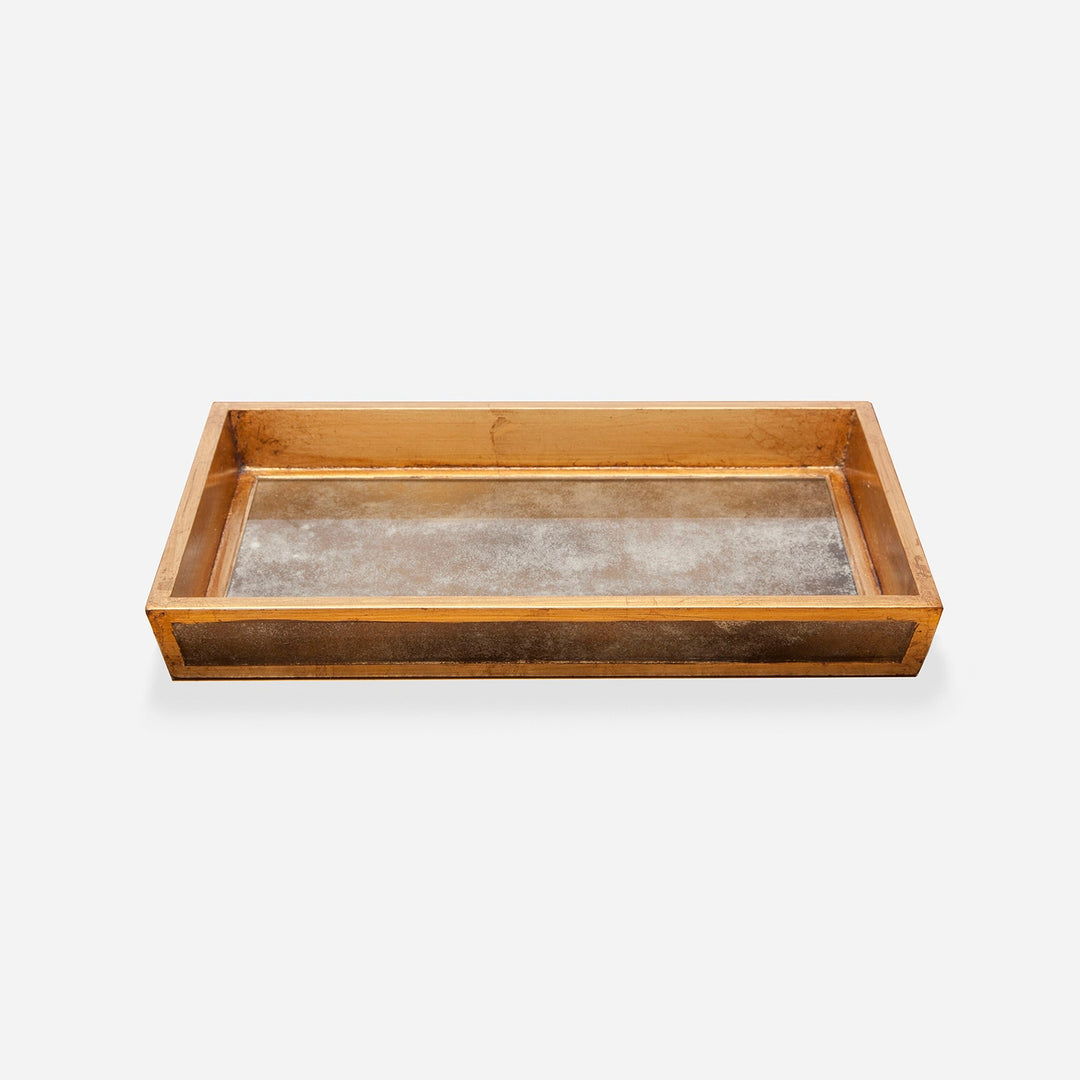Atwater, Antiqued Gold, Tray, Rectangular Tapered, Small, Antique Mirror