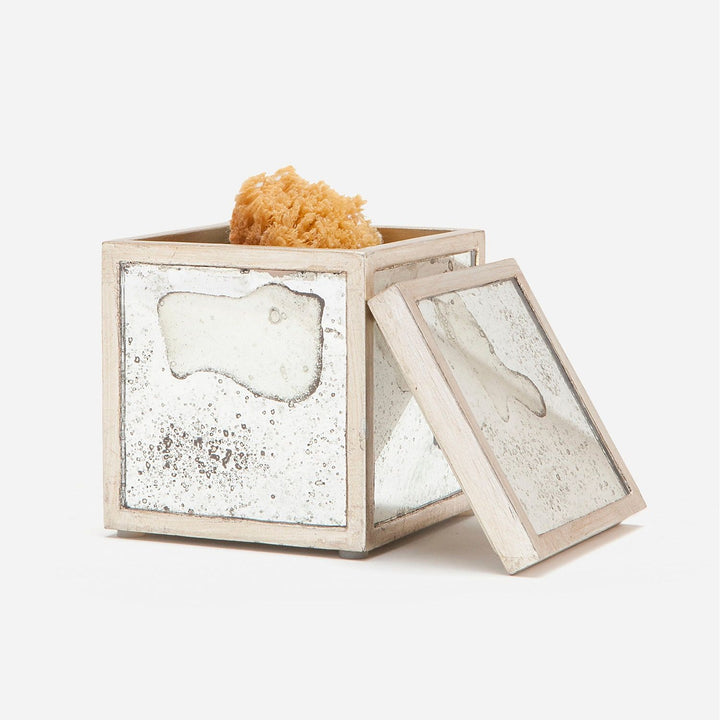 Atwater, Silver Leaf, Canister, Large, Square Straight, Antique Mirror