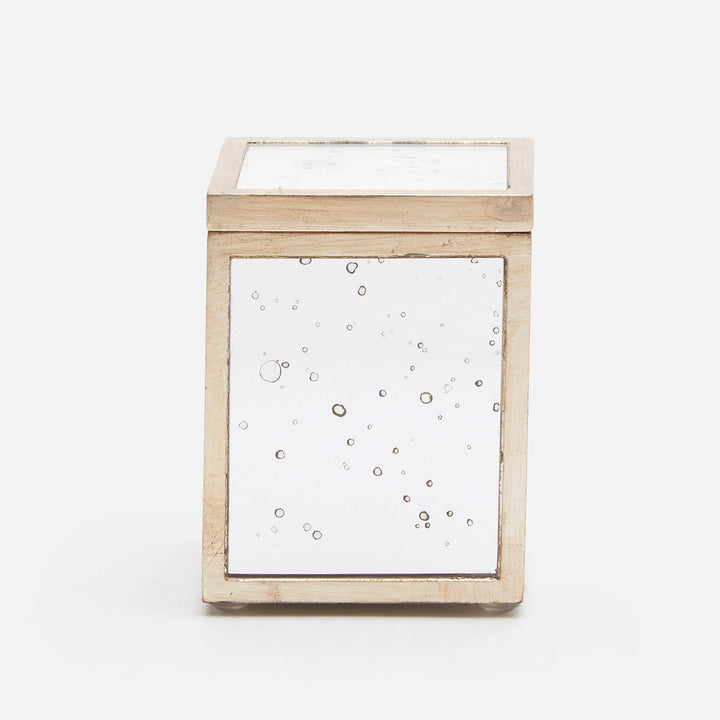 Atwater, Silver Leaf, Canister, Small, Square Straight, Antique Mirror